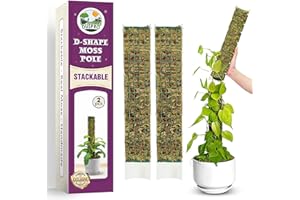 DUSPRO D-Shaped Plastic Moss Poles for Climbing Plants Monstera Stackable Moss Pole for Plants Moss Plant Pole Handmade Moss Stick for Indoor Plants Grow Upward 2 Pack 16.5 inches