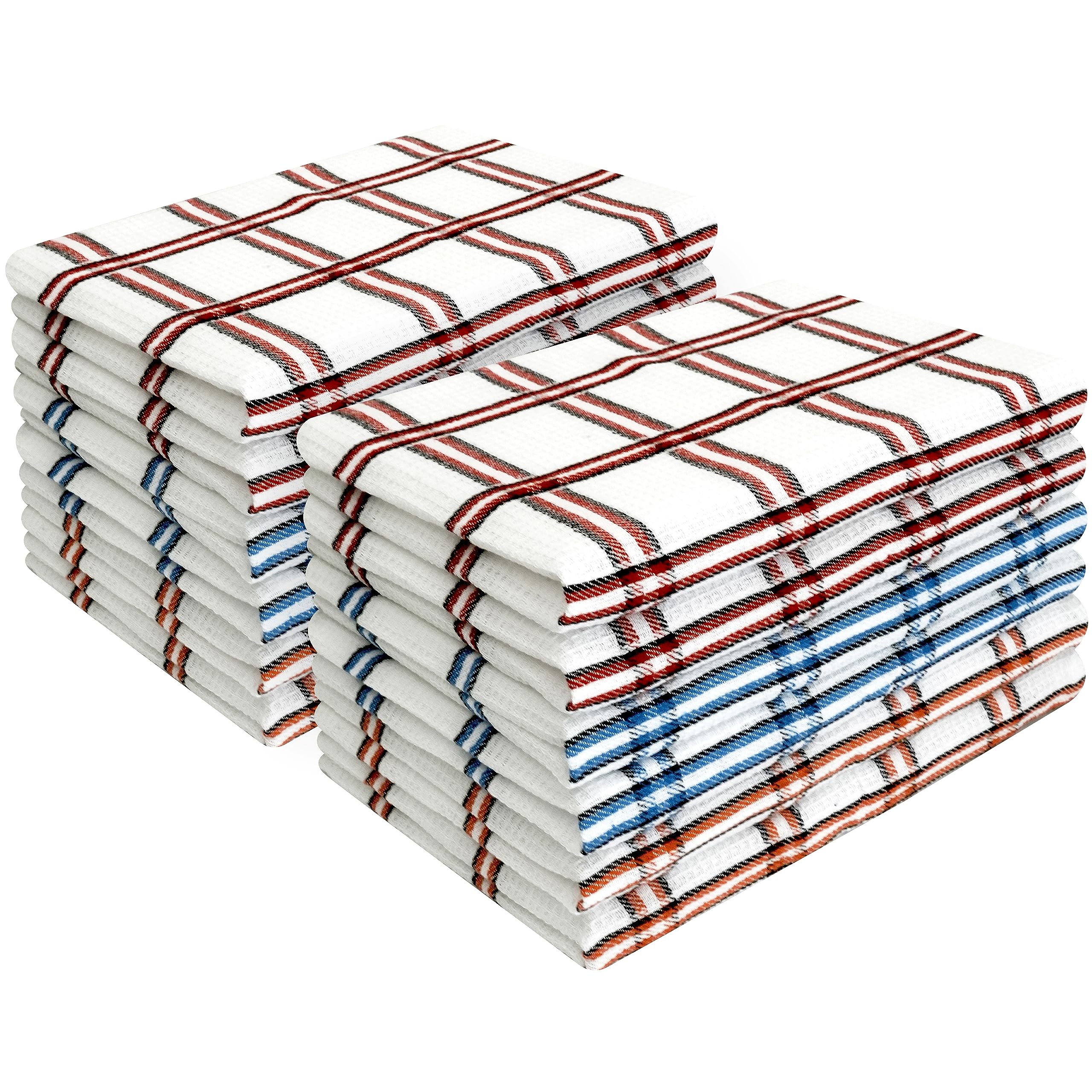 Infinity Tea Towels Kitchen | Cotton Kitchen Tea Towel Sets | Super Absorbent Cloth, Quick Dry Cloths | Lint free & Fade Resistant (12, Drill Check Waffle)