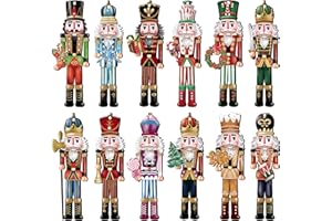 JOPHMO 24 Pieces Christmas Nutcracker Wooden Ornaments, Wood Hanging Decoration Set for Christmas Tree Hanging 2D Printed Wood Crafts Holiday Decor Xmas Party Supplies (Xmas-Nutcracker-A)