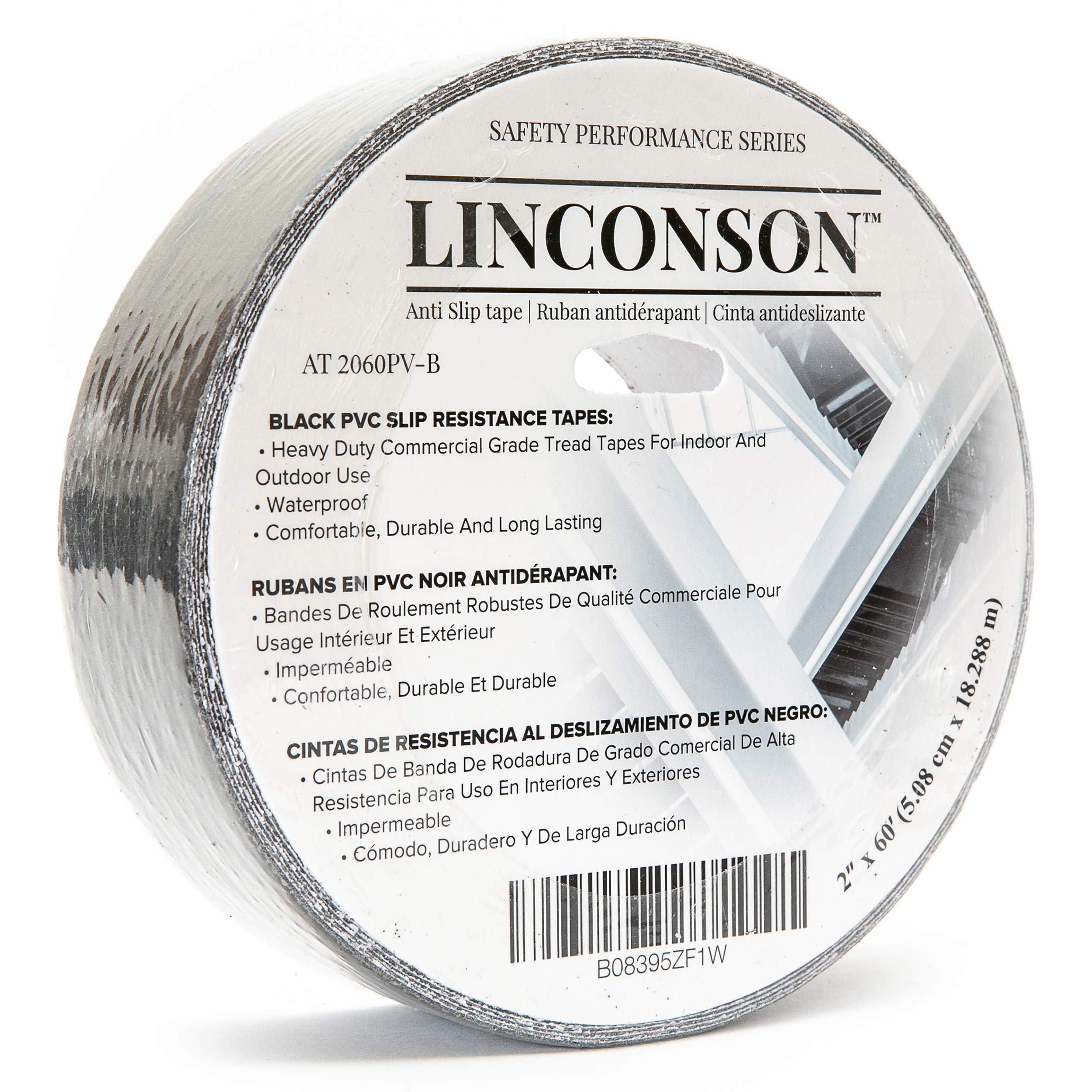 LINCONSON Anti Slip Grip Tape & Slip Resistant Stairs Tread/Step Abrasive Grit tape 2 Inch x 60 Feet Non Slip Traction Adhesive Roll Commercial Grade Extreme Friction & Traction Indoor & Outdoor-Black