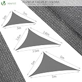 VOUNOT Sun Shade Sail Triangle 5x5x5m with Fixing Kit Grey view 5