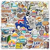 HIZILY 50 Pcs Australia Stickers Australian Culture Vinyl Decal Waterproof Travel Sticker Laptop Water Bottle Phone Helmet Luggage Skateboard Snowboard Tablet Scrapbook Gifts for Teens Adults