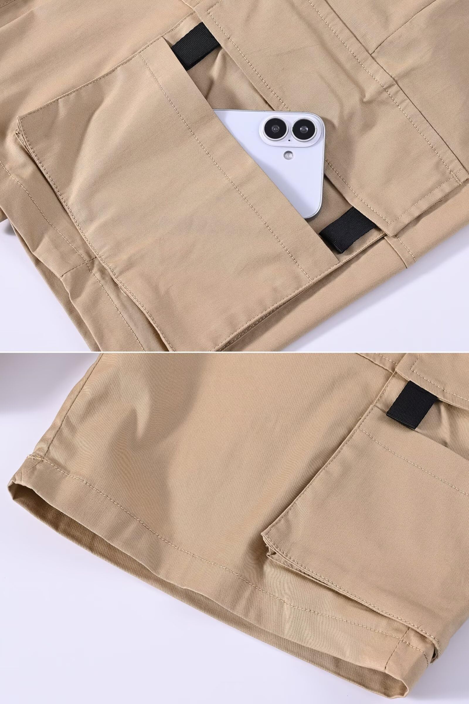 Tansozer Kurze Hosen Herren Cargo Shorts Sommer Bermuda Stretch Baumwolle Outdoor Freizeit Knielange Arbeitsshorts Männer Freizeitshorts Gummizugbund Sports mit Taschen Schwarz L 6