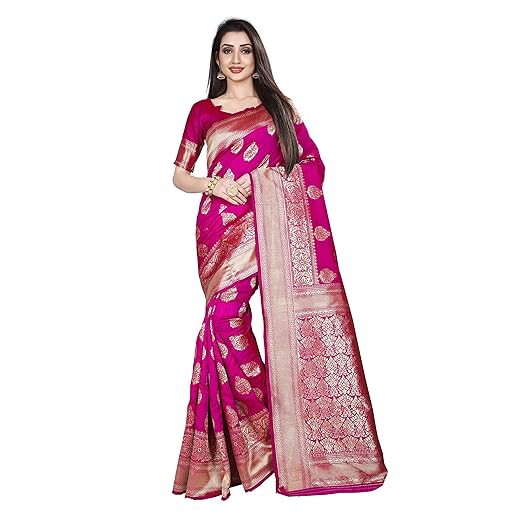 Anand Sarees silk with Blouse Piece Saree (1485_6_ Pink_ one size)