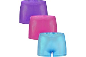 MOMOTIGER Girls Dance Short Gymnastics Shorts for Girls Metalli Sparkle Glitter Tumbling Bottoms