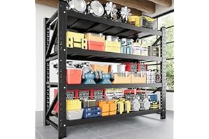 Anxxsu 3000LBS Storage Shelves, 48" W Heavy Duty Garage Shelving Unit, Adjustable Industrial Shelving, 4 Tier Metal Shelving for Garage, Supermarket, Warehouse, 48" W x 24" D x 70" H