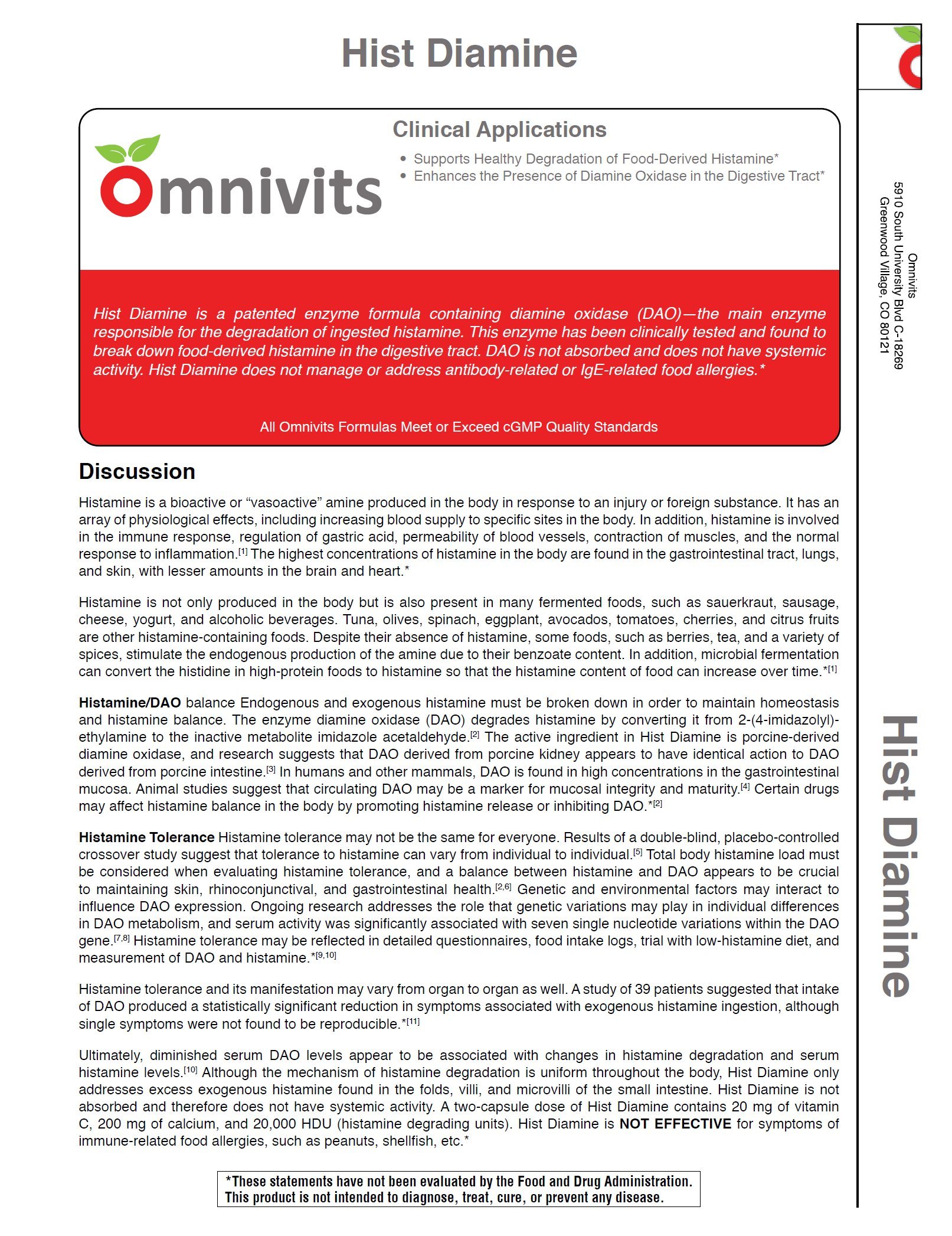 Omnivits Hist Diamine Histamine Blocker Diamine Oxidase Enzyme