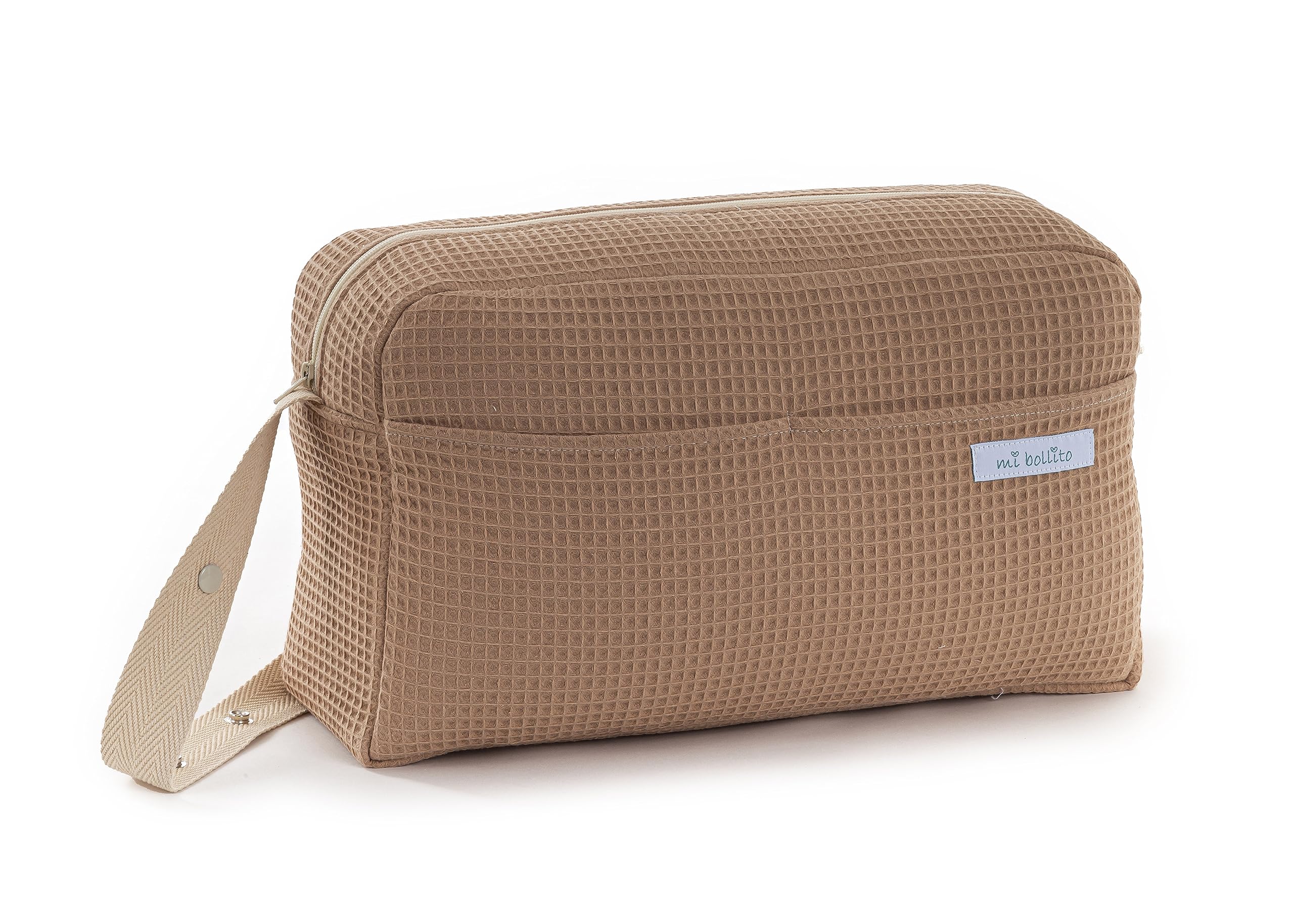 Mi Bollito Baby Stroller Bag Practical Stylish Multifunctional Large Capacity Organiser Bag Made in Spain (Pastel Brown)