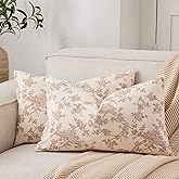 YZJZEDS 100% Cotton French Pastoral Lumbar Throw Pillow Covers Set of 2, 12x20 Inch Brown Farmhouse Decorative Cushion Covers for Sofa Bed Living Room Home Decor