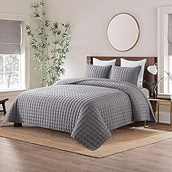 WDCOZY Dark Grey Queen Size Quilt Bedding Sets with