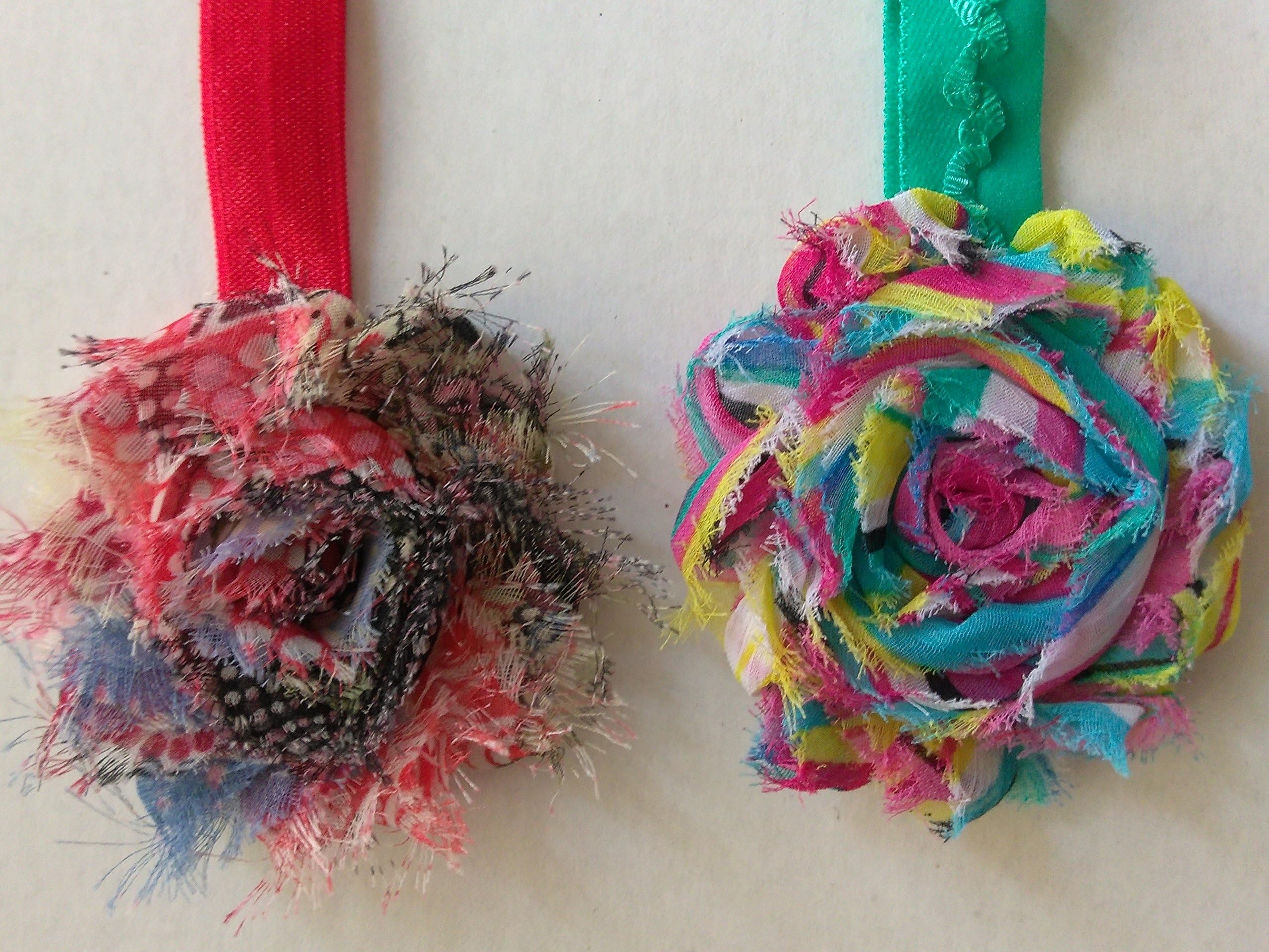 Shabby flower headband, Baby headband, Peacock headband, fold over elastic, Red headband, Rainbow headband, newborn headband, Infant headband