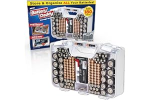 Ontel Battery Daddy Storage & Organizer Case with Tester, Stores & Protects Up to 180 Batteries, Double-Sided, Durable Design