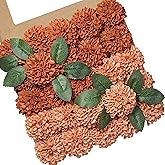 YEEFLORA Artificial Flowers, 25pcs Rose for DIY Wedding Bouquets Centerpieces Arrangements, Terracotta Dahlia Flowers with Stem Bridal Shower Party Home Decorations