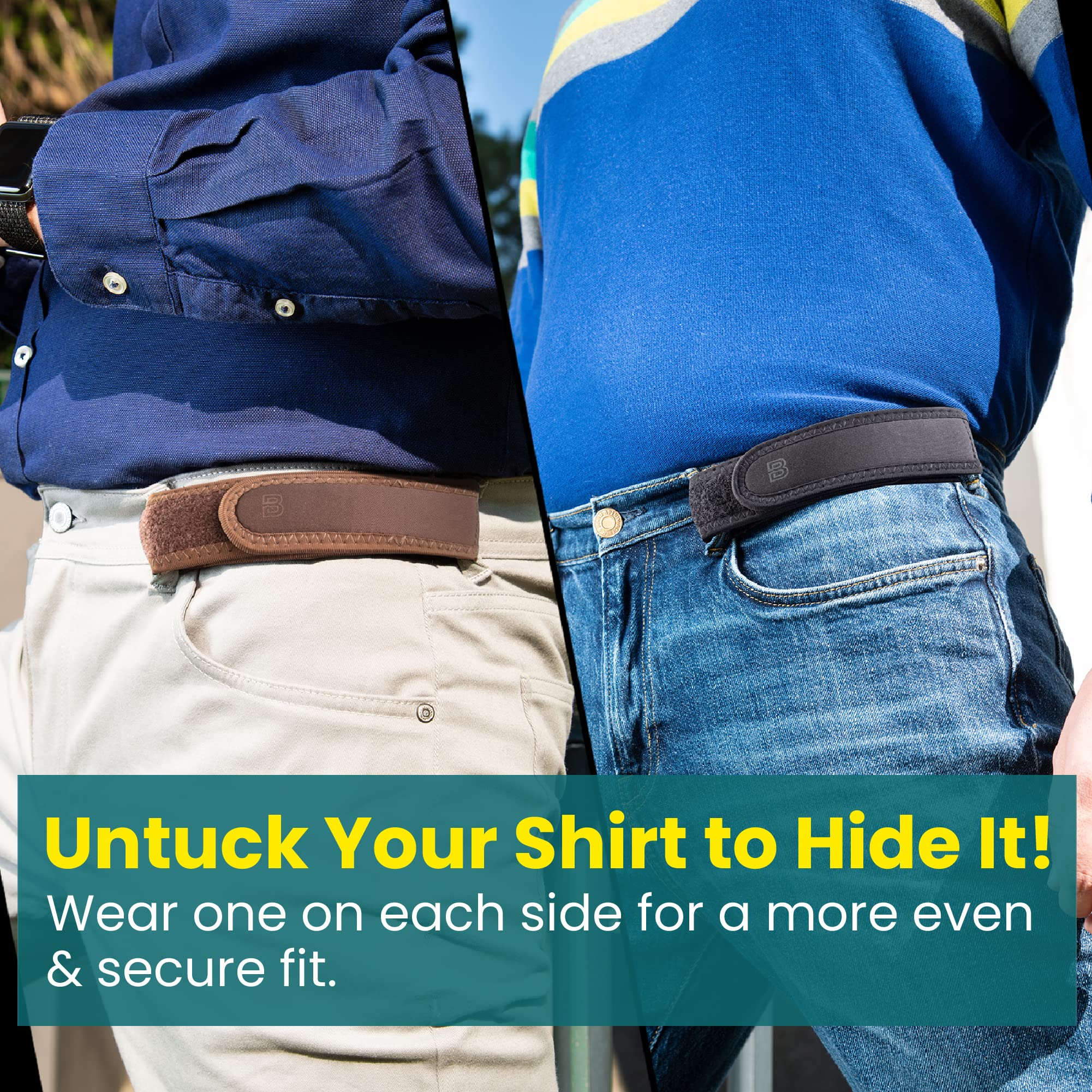 BeltBro Pro For Men – Next Generation BeltPro Buckle-Free Elastic Belt With Ultra-Soft Edge Padding - Fits 1.5 IN Belt Loops