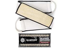 ALMOONI Sturdy Natural Loofah Back Scrubber for Shower for Men, Egyptian Loofah Body Scrubber Exfoliator and Washer for Men to Clean Your Back Deeply Like an Exfoliating Washcloth- 1 Count (1 Pack) - Black