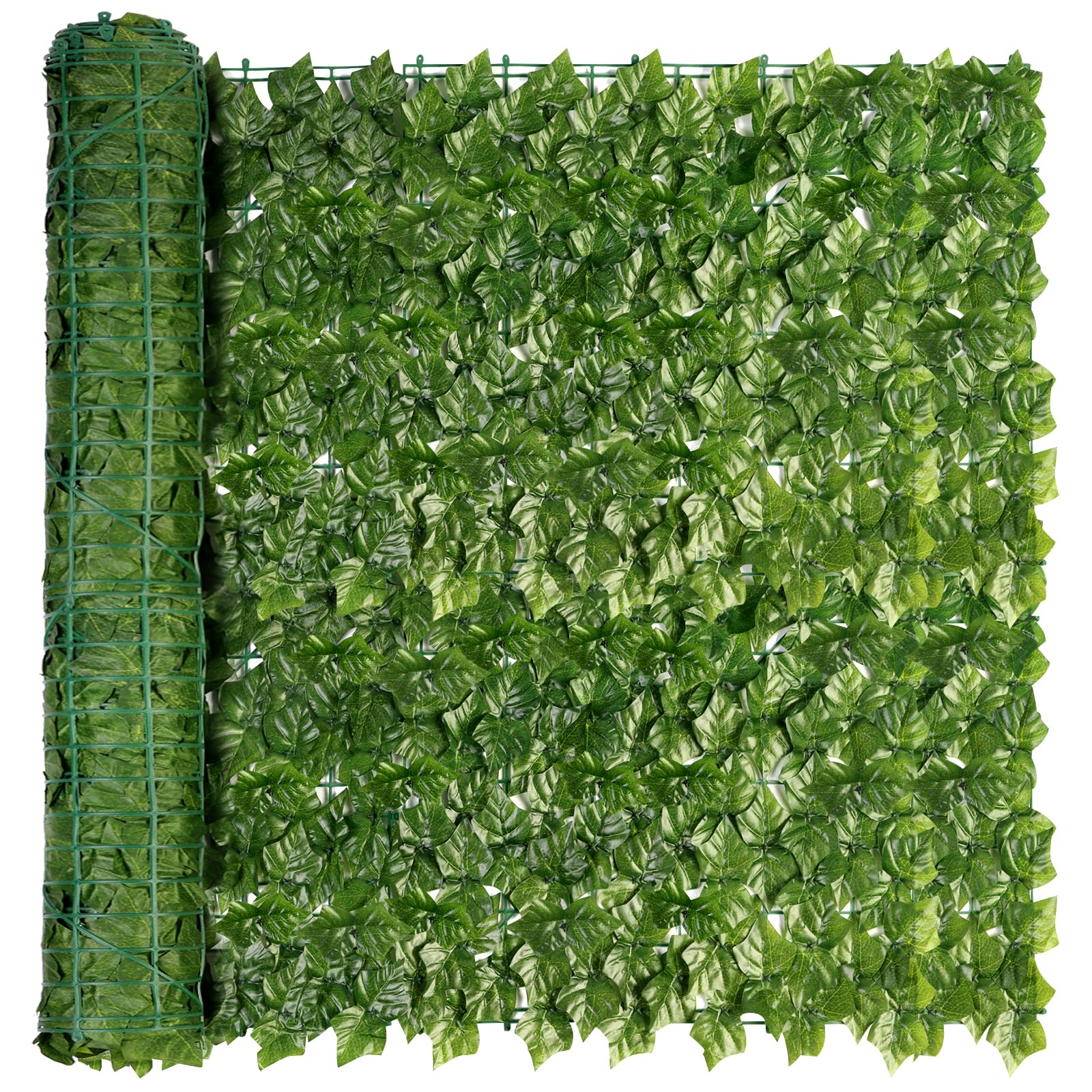 REOVE Artificial Ivy Privacy Fence Screen, Artificial Hedge Fence Green Leaf Ivy Screen Plant Wall Fake Grass Decorative Backdrop for Privacy Protection Home Balcony Garden