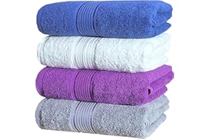 BolBom*S 4 Piece 100% Cotton Large Bath Towels for Bathroom | Soft & Absorbent Bathroom Towels Shower Towels | Luxury Bath Towels Perfect for Daily Use, Spa, Hotel | 27"x54" Multicolor