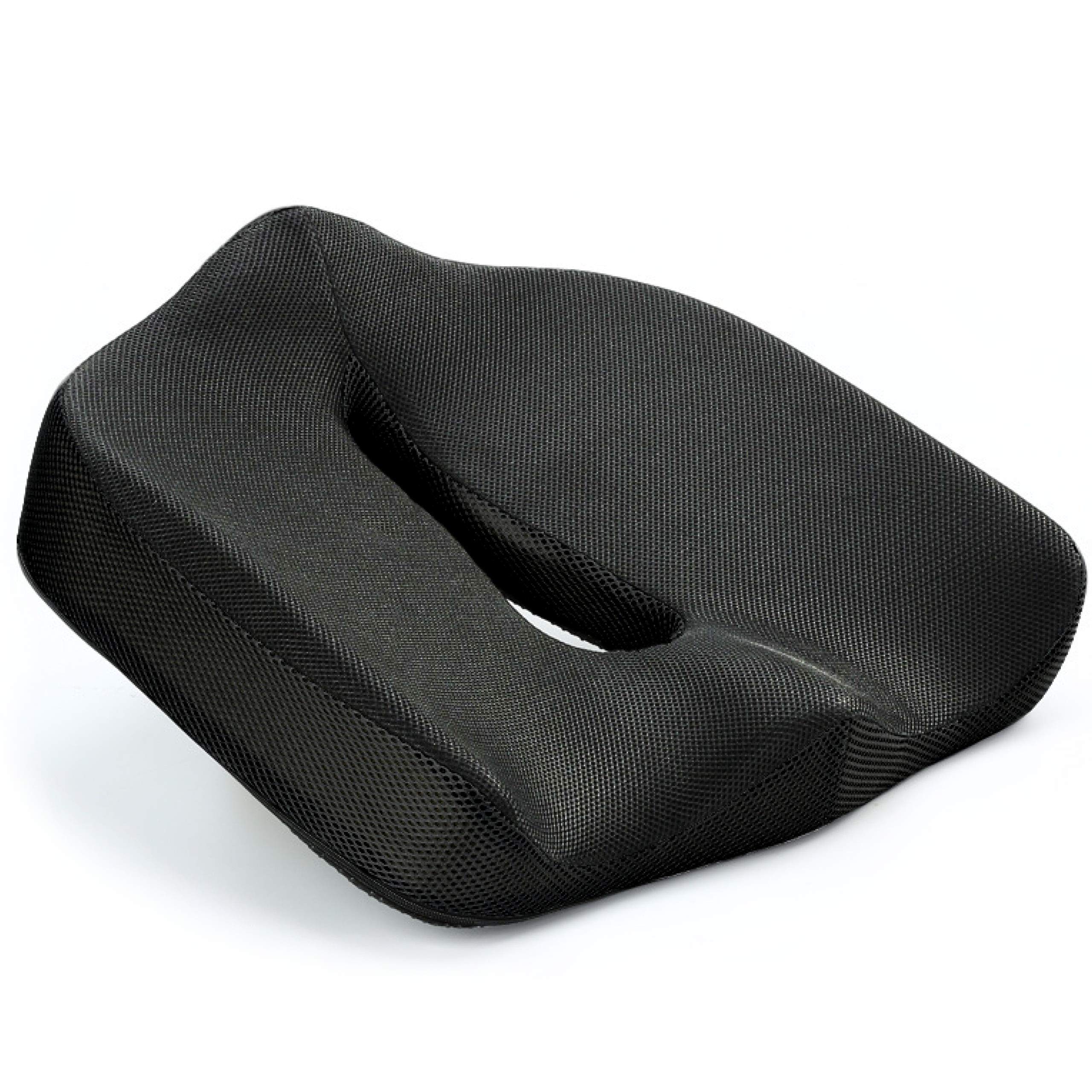 Vitabo Ergonomically shaped seat cushion, O-shaped seat donut made of memory foam with memory function (black).