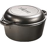 Lodge Pre-Seasoned Cast Iron Double Dutch Oven With Loop Handles, 5 qt
