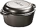 Lodge 5 Quart Cast Iron Deep Skillet with Lid. Covered Cast Iron Skillet for Deep Frying and and Bread Baking.