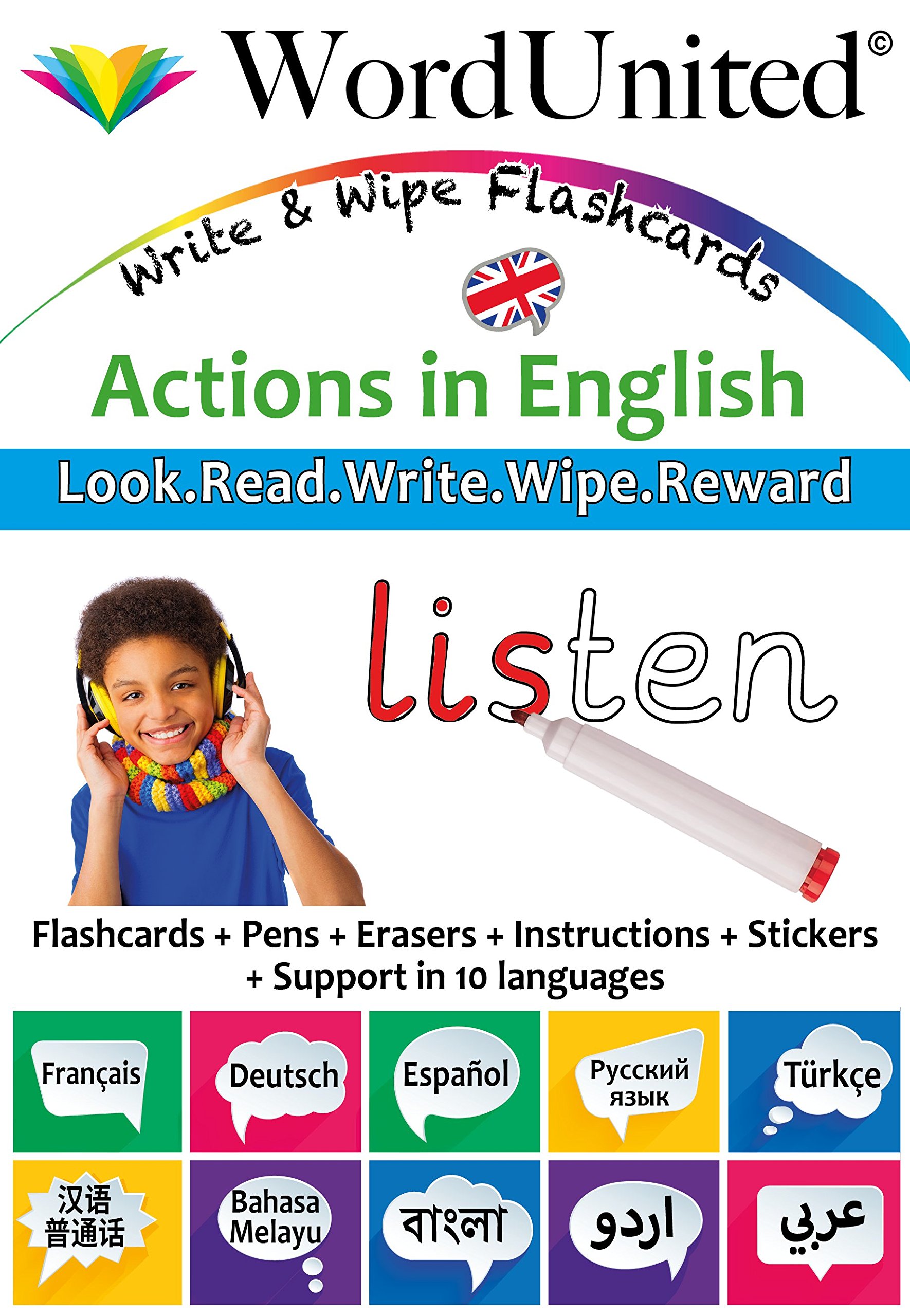 Actions in English - Write & Wipe Flashcards