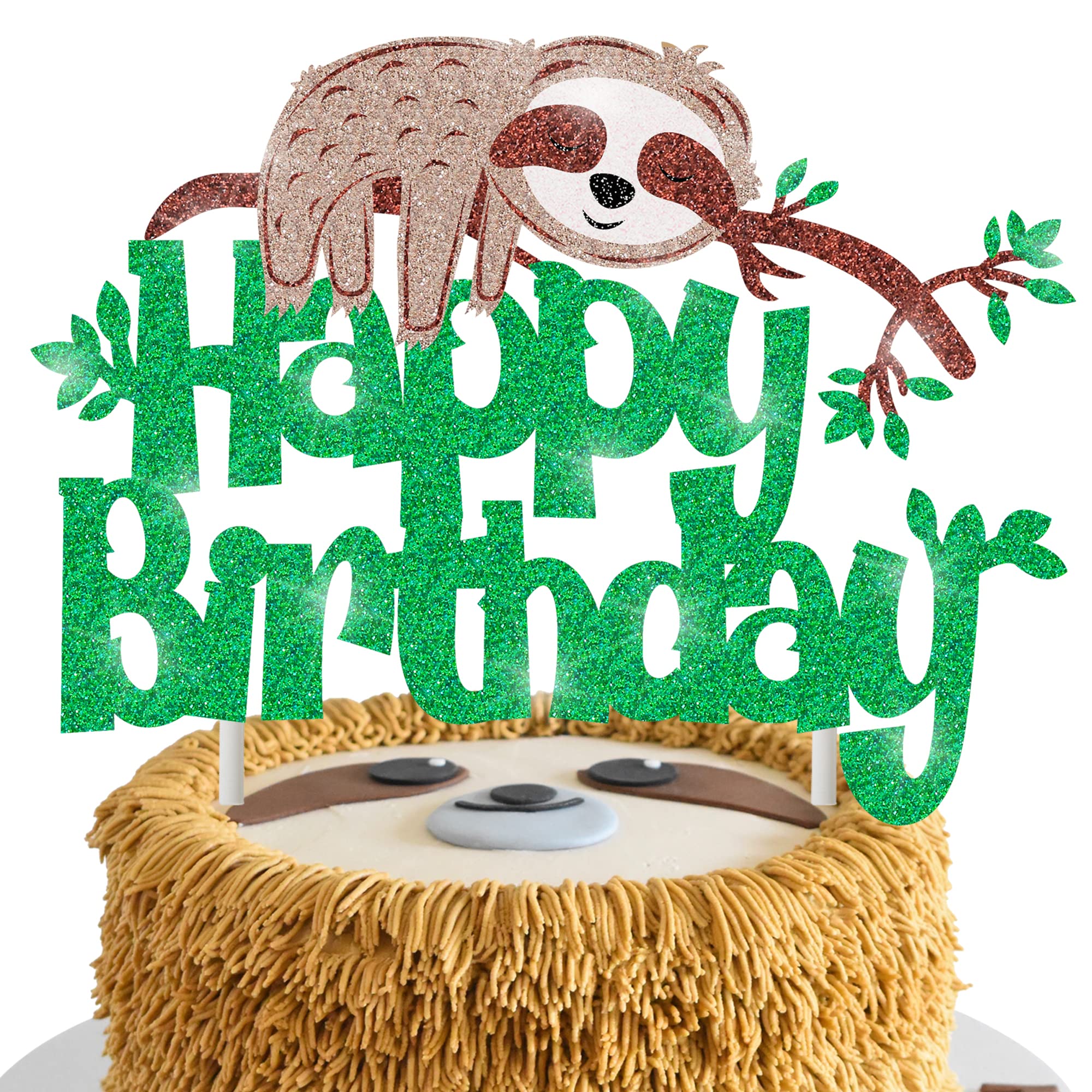 Photo 1 of 1pcs Happy Birthday Sloth Party Decoration Sloth Cake Topper Animal Theme Cake Topper for Sloth Theme Birthday Party Supplies Baby Shower Favor