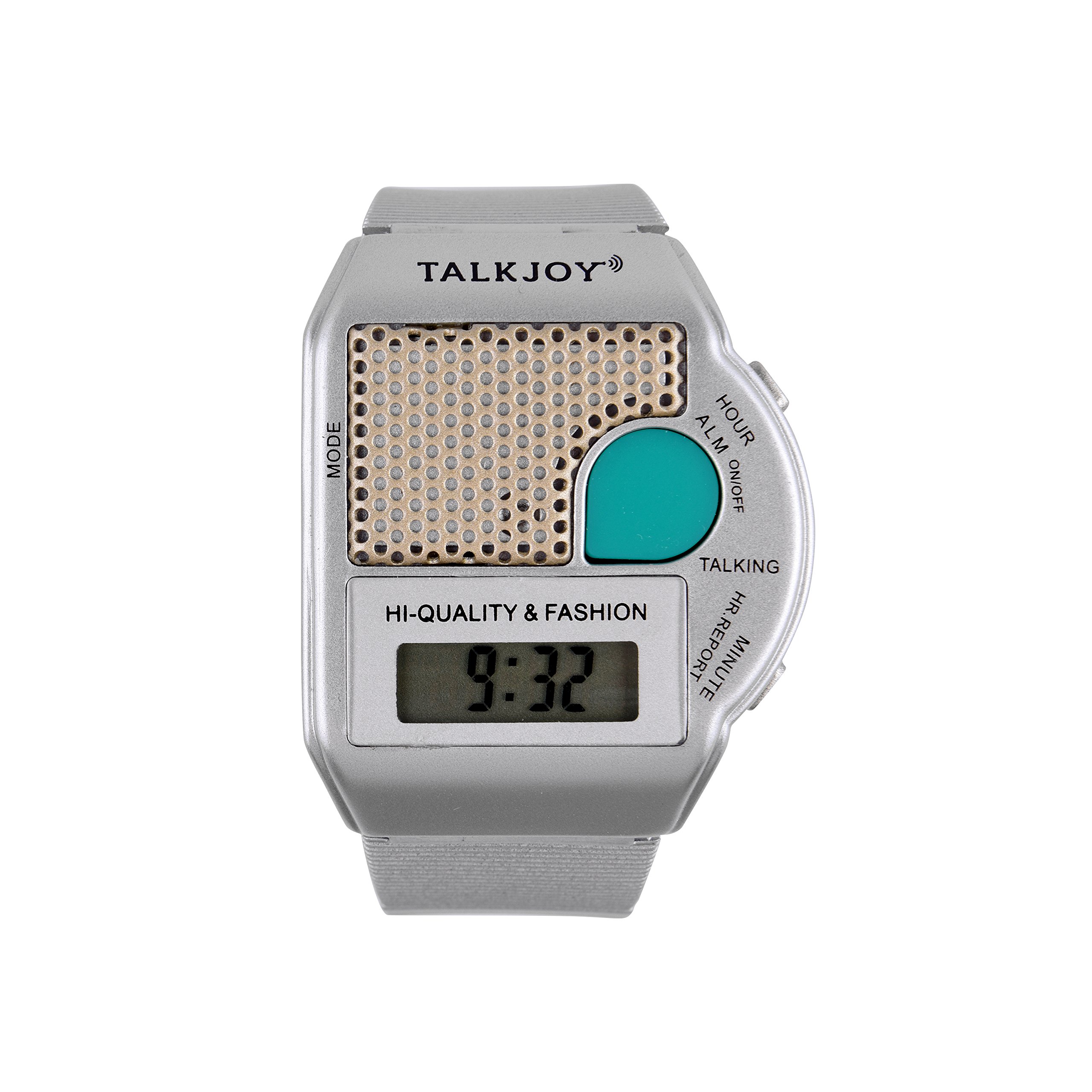 TalkJoy Talking Wrist Watch Silver Clock Alarm Clock Announcement Time at the Touch of a Button Blind Watch Dementia Clock Senior Watch Visual Impaired Visual Weakness Digital Everyday Aid Voice