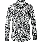 SSLR-Hawaiian-Shirts-for-Men-Dress Shirt Button Down Shirt Floral Long Sleeve