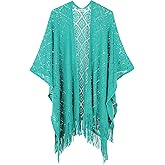 Knit Shawl Wrap for Women - Soul Young Ladies Fringe Knitted Poncho Cardigan Cape