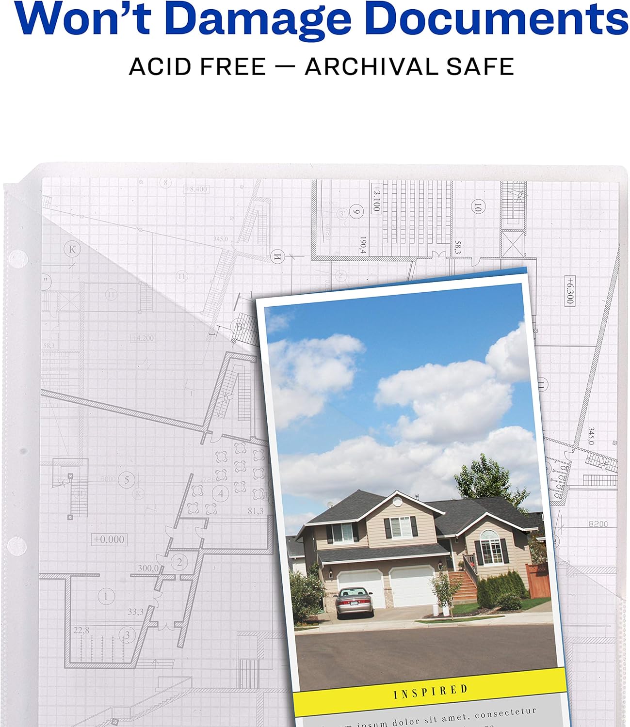 Avery Binder Pockets, Clear, 8.5" x 11", Acid-Free, Durable, 5 Slash Jackets (75243) : Office Products