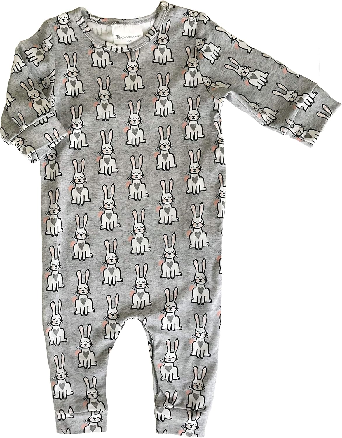 Organic Rabbit Printed Romper Long Leg Romper Kids Onesie Baby