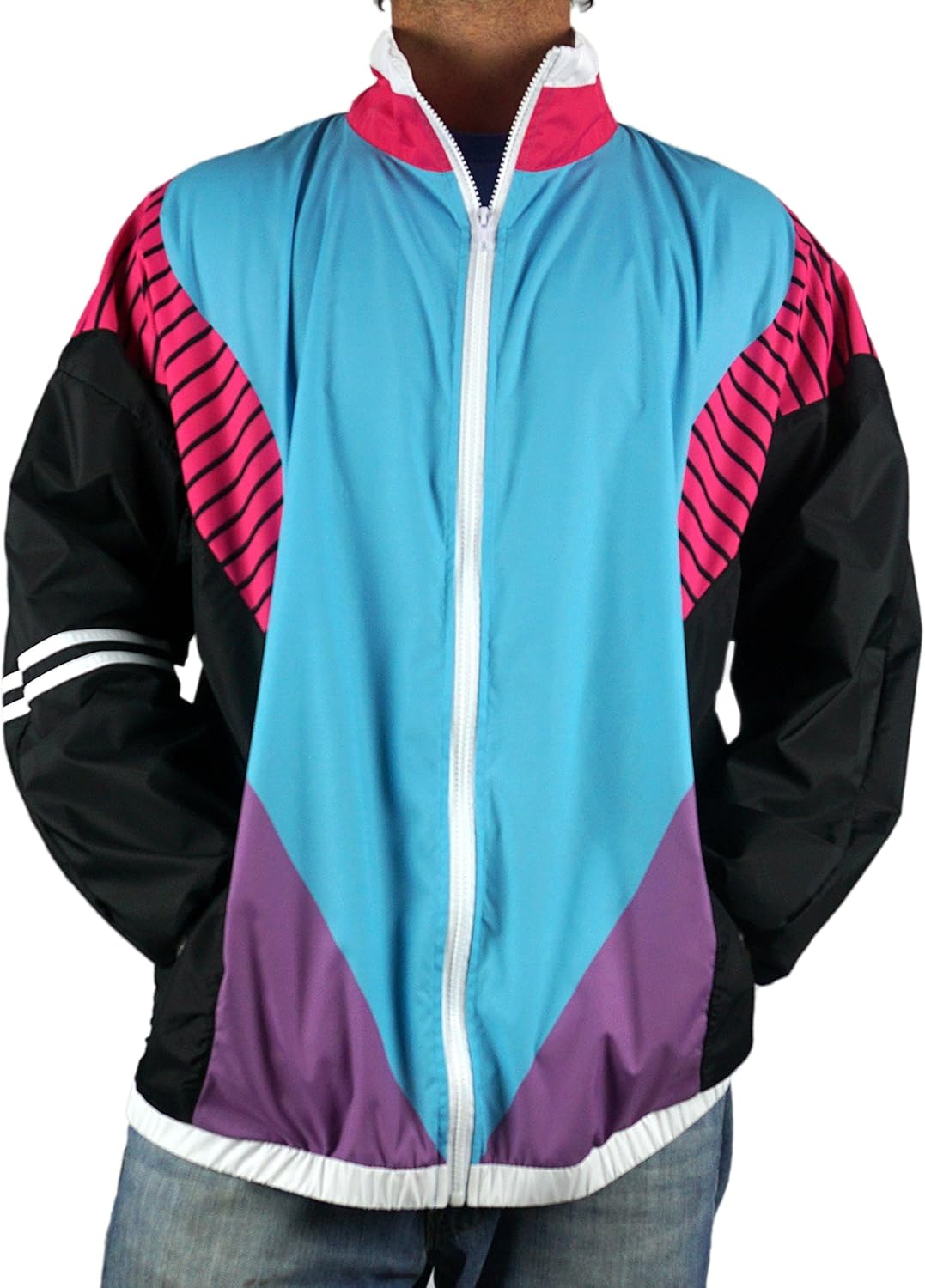 Funny Guy Mugs 80s & 90s Retro Neon Windbreaker at  Men’s Clothing store
