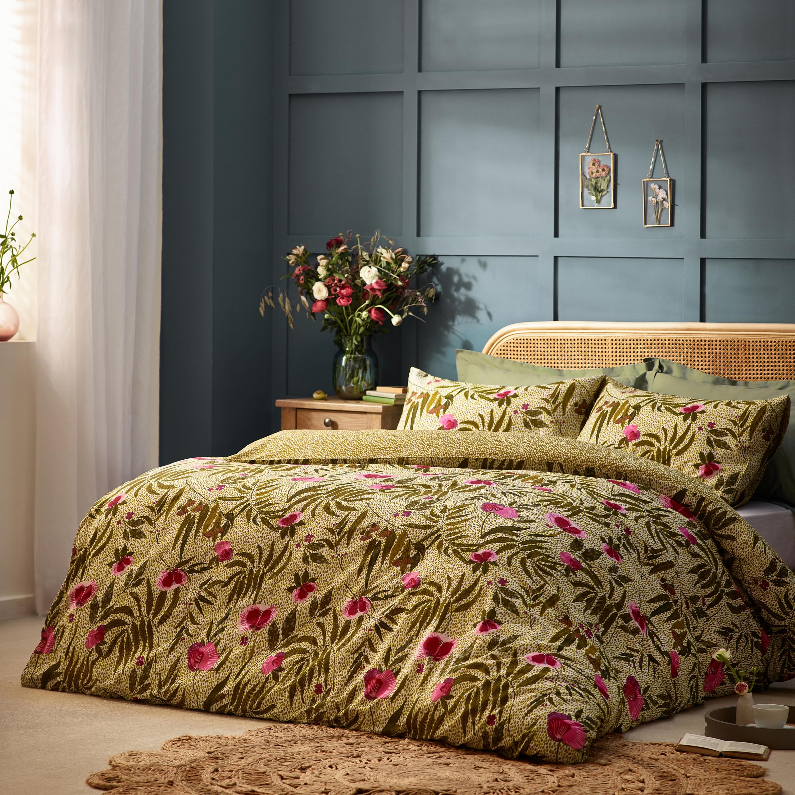 furn. Wylder Nature House Of Bloom Poppy Duvet Cover Set - Double - Sage