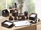 Osco Faux Leather Waste Bin 12 Litre Round Desk Office Bathroom Brown view 2