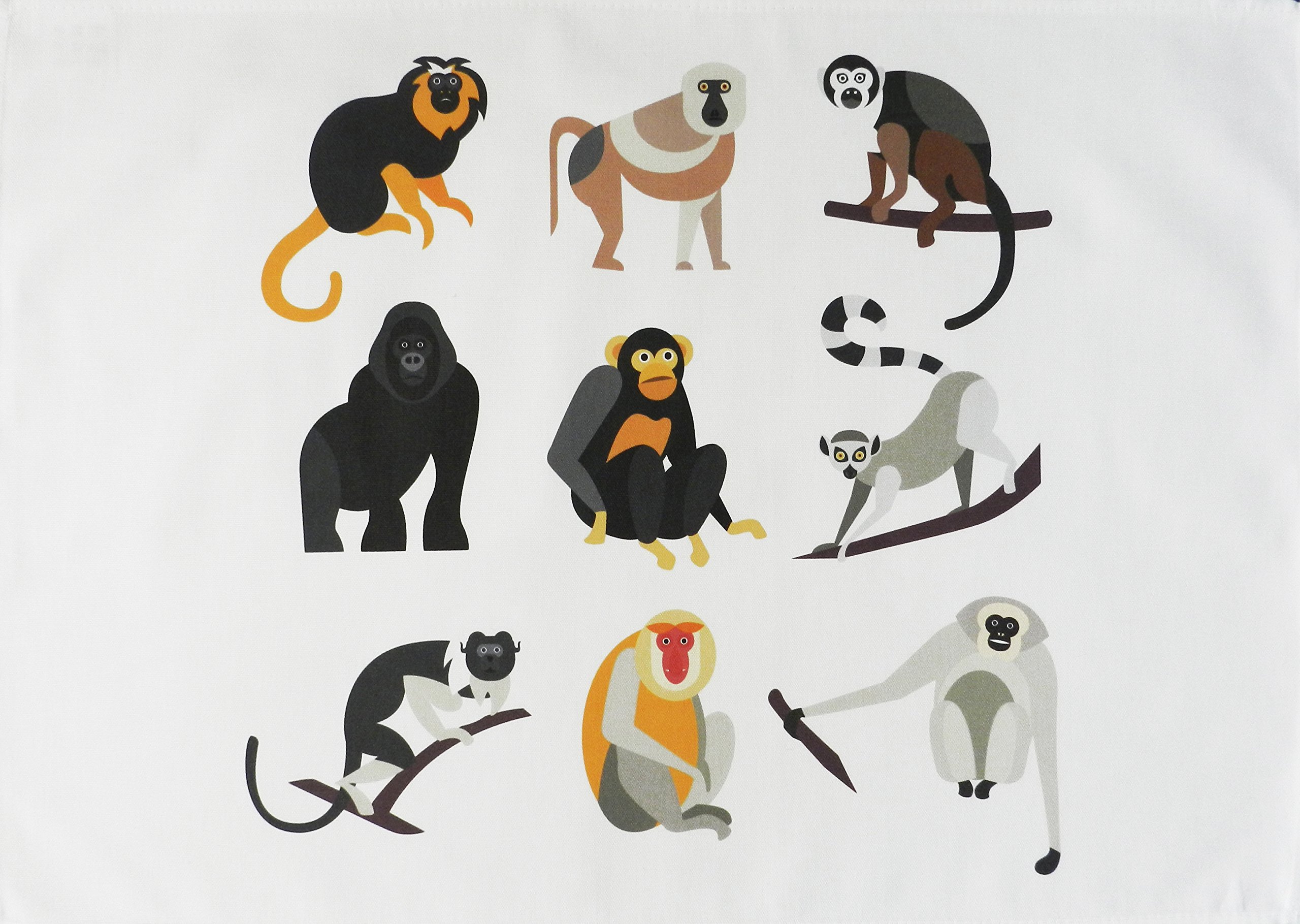 Half a Donkey The Monkey, Ape and Gorilla Collection - Retro Style Large Cotton Tea Towel