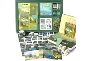 OFFIGIFT Scrapbooking Supplies Journaling Kit, Vintage Oil Painting Colorful Blank Notebook for Junk Journal, Aesthetic Scrapbook Kit with Scrapbook Stickers Washi Tapes, Art Journal Gift for Teen Girl Women