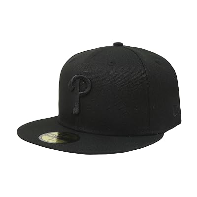 New Era 59Fifty Hat Philadelphia Phillies Black on Black Fitted Cap 11591117