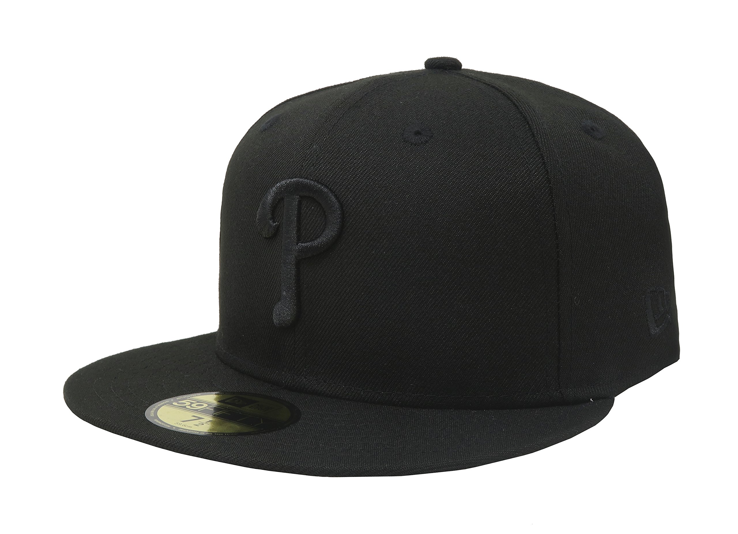 Photo 1 of New Era 59Fifty Hat Philadelphia Phillies Black on Black Fitted Cap 11591117 (7 3/8)
