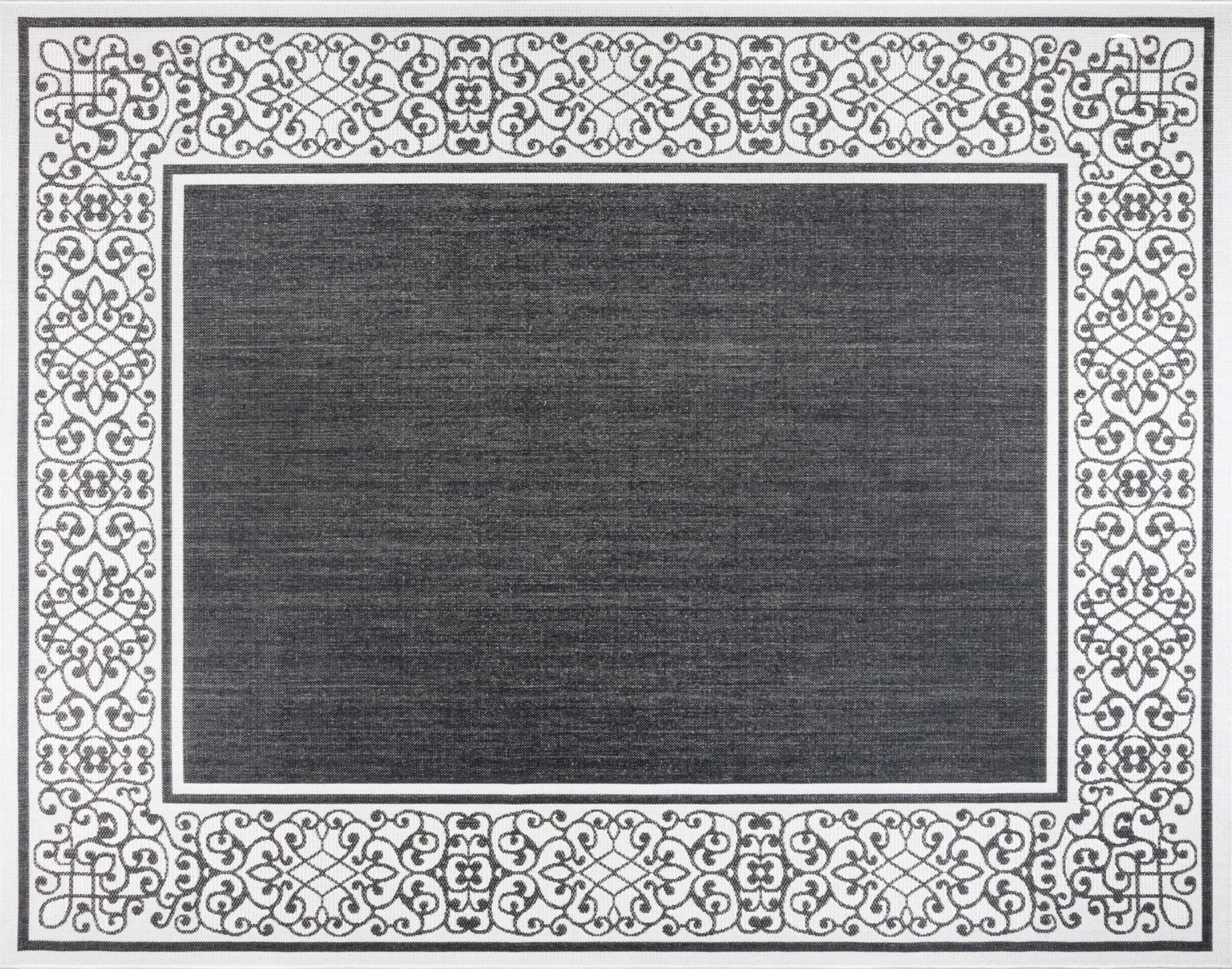 Gertmenian Indoor Outdoor Classic Flatweave Area Rug, Stain & UV Resistant Carpet, Deck, Patio, Poolside & Mudroom, 9x13 Ft Extra Large, Abstract Border, Black White, 22944 Image