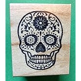 Sugar Skull Day of the Dead Rubber Stamp for dia de los Muertos