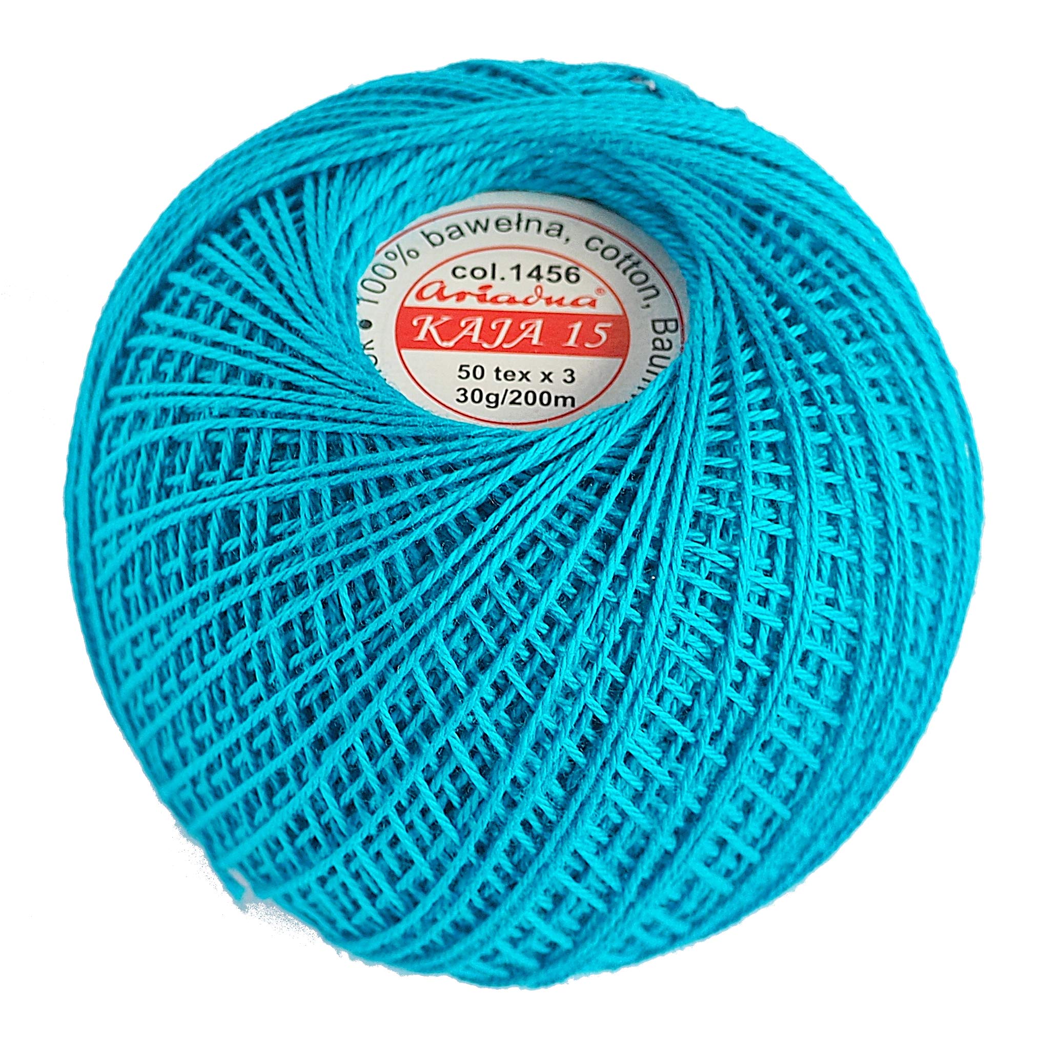 Cotton Crochet Yarn Double Mercerized Thread 220yd/200m Ball 1.05oz/30g Knitting Tatting Emroidery Size 15 Lagoon (1456)