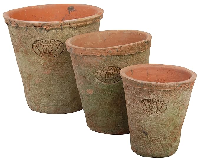 Esschert Design AT01 Aged Terracotta Round Pots (Set of 3)