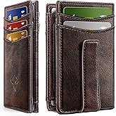 BULLIANT Magnetic Closure Slim Wallet-Genuine Leather Front Pocket Wallet for Men,RFID Blocking,Holds 12 Cards and Money Clip