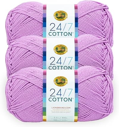 Lion Brand 761-145E 24/7 Cotton Yarn Orchid 100% Mercerized Cotton 185 yd