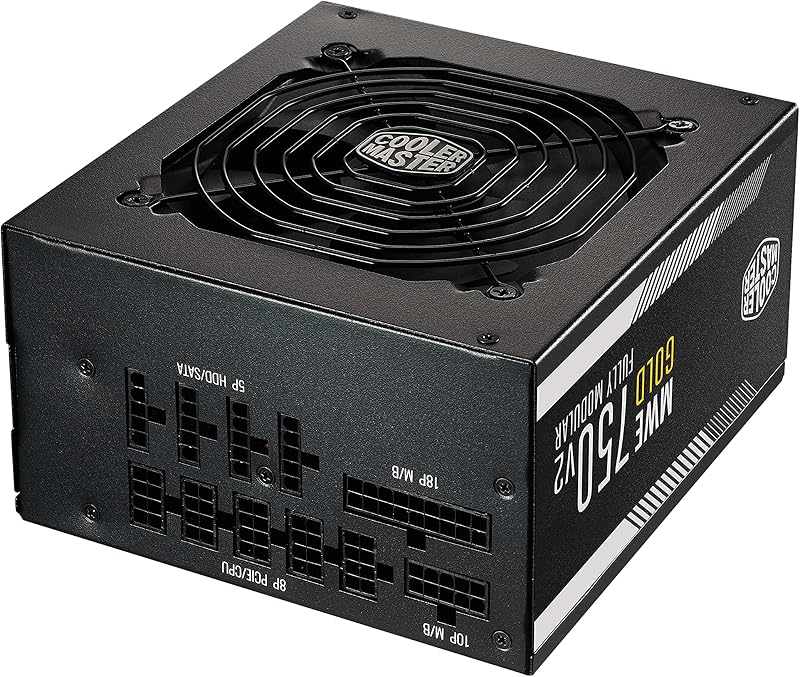 MWE 750 Gold V2 - Fuente de Alimentación 750W Modular (Enchufe EU), 80 PLUS Gold, Cableado Negro Plano, Ventilador HDB 120 mm, Umbral de Alta Temperatura - 5 Años de Garantía