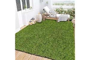 Ileading Artificial Grass Rug Indoor Outdoor, Fake Grass Mat with Drainage Holes, 4x6 Ft Synthetic Artificial Grass Turf, Realistic Grass Pad for Dogs Garden Lawn Landscape Balcony