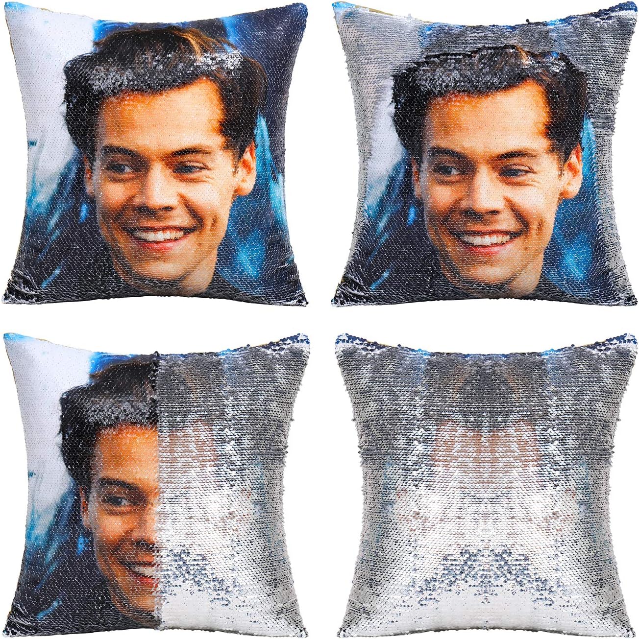 Tiaronics Sequin Pillow Cases Magic Reversible Mermaid Pillow Cases Throw Pillow Covers Cushion Cover Decorative Pillowcase 4040cm(1616") (TypeA Silver)