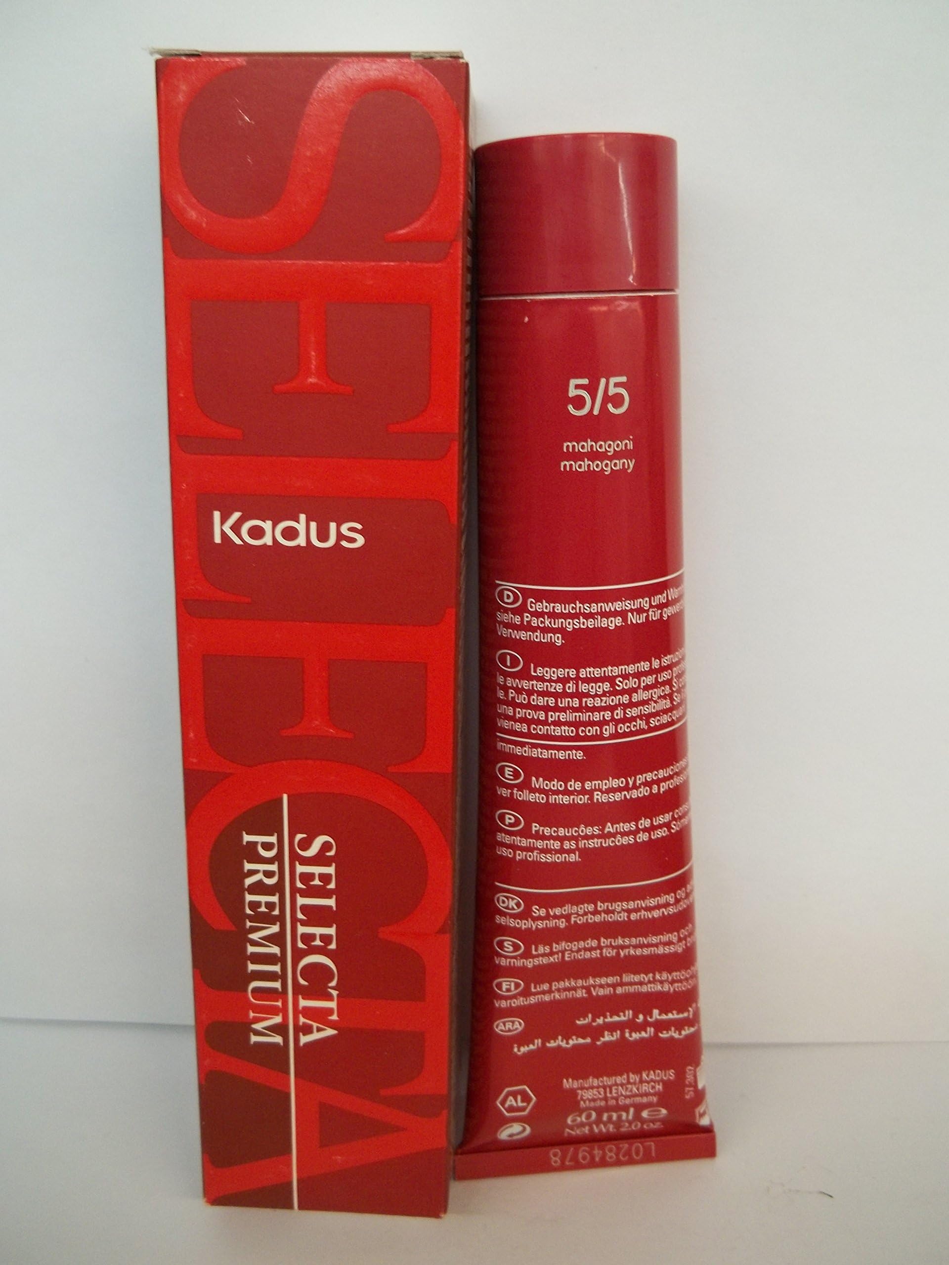 Kadus Selecta Premium Permanent Cream Hair Coloring Cream - 2 Fl. Oz. Tube -5/5 Mahogany