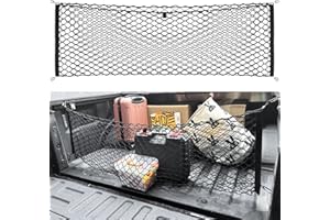 KAISHENGYUAN Truck Rear Cargo Net, Adjustable Storage Organizer Net Envelope Style Truck Bed Mesh Cargo Net, Universal Trunk Divider Net with Hooks fit for Car, Truck,SUV and Pickup (59"x18")