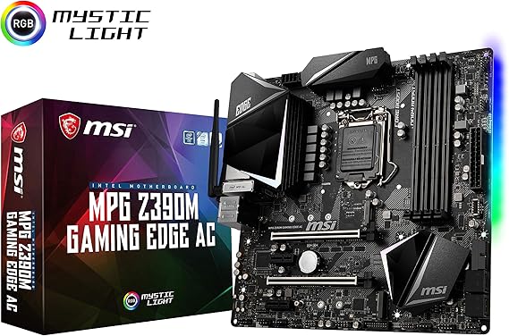 Amazon Com Msi Mpg Z390m Gaming Edge Ac Lga1151 Intel 8th And 9th Gen M 2 Usb 3 1 Gen 2 Ddr4 Hdmi Dp Wi Fi Sli Cfx Micro Atx Z390 Gaming Motherboard Computers Accessories